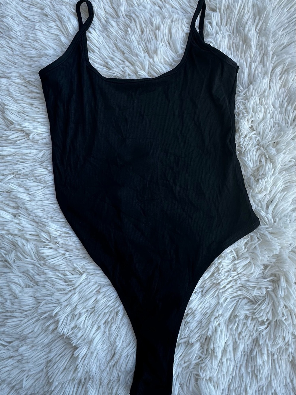 Classic Black Ribbed One-Piece Bodysuit size XS